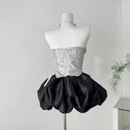 Bethari Strapless Corset Puffy Mini Dress Flowering Girl