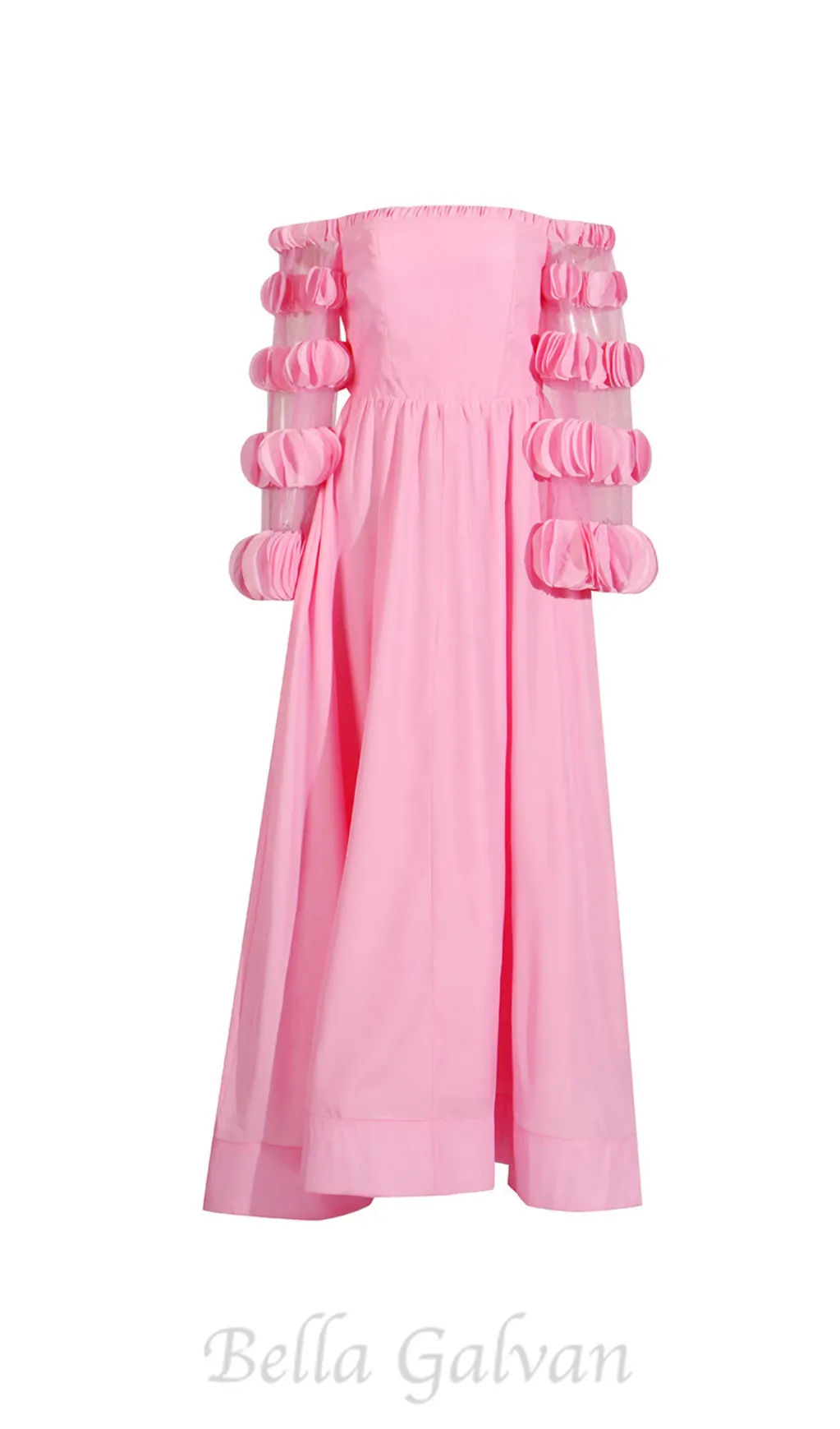 petals strapless tulle maxi dress in pink Flowering Girl