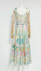 Macklyn Printed Midi Dress With Belt Flowering Girl