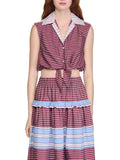 Cropped Striped Cotton Shirt Flowering Girl