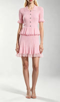 Khosrow Pink Lace Knit Mini Dress Flowering Girl