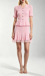 Khosrow Pink Lace Knit Mini Dress Flowering Girl