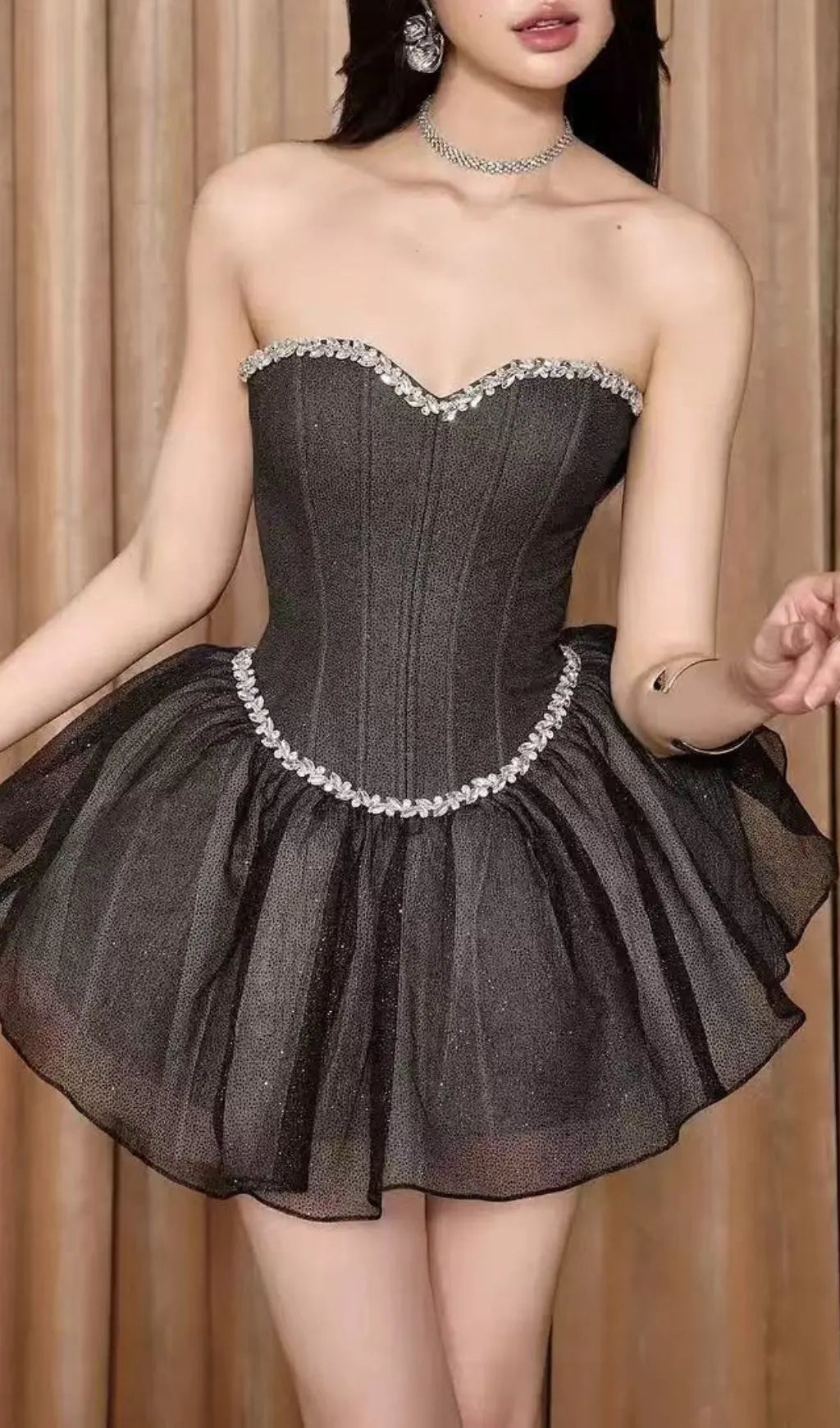 Iowa Strapless Corset Mesh Mini Dress Flowering Girl