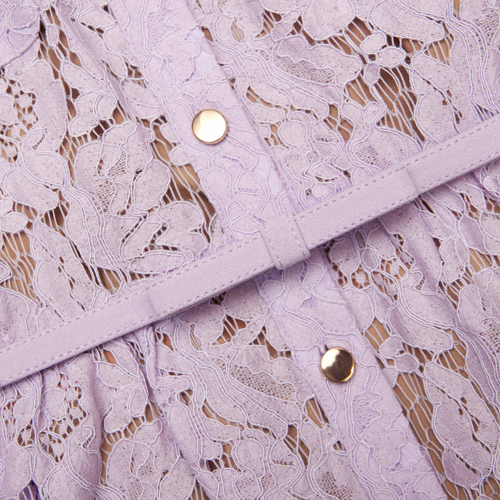 Lilac Lace Button Front Midi Dress Flowering Girl