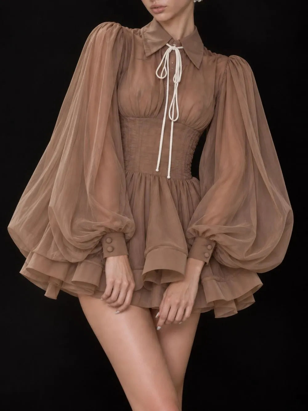 Merilyn Lantern Sleeve Mini Dress Flowering Girl