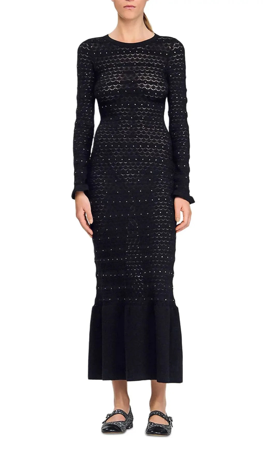 Rhinestone Knit Maxi Dress Flowering Girl