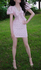 Ataret Pearl Bow Mini Dress Flowering Girl