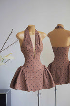 Tiffany Plunge Dot Mini Dress Flowering Girl