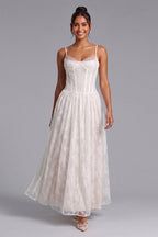 White Lace Corset Midi Dress Flowering Girl
