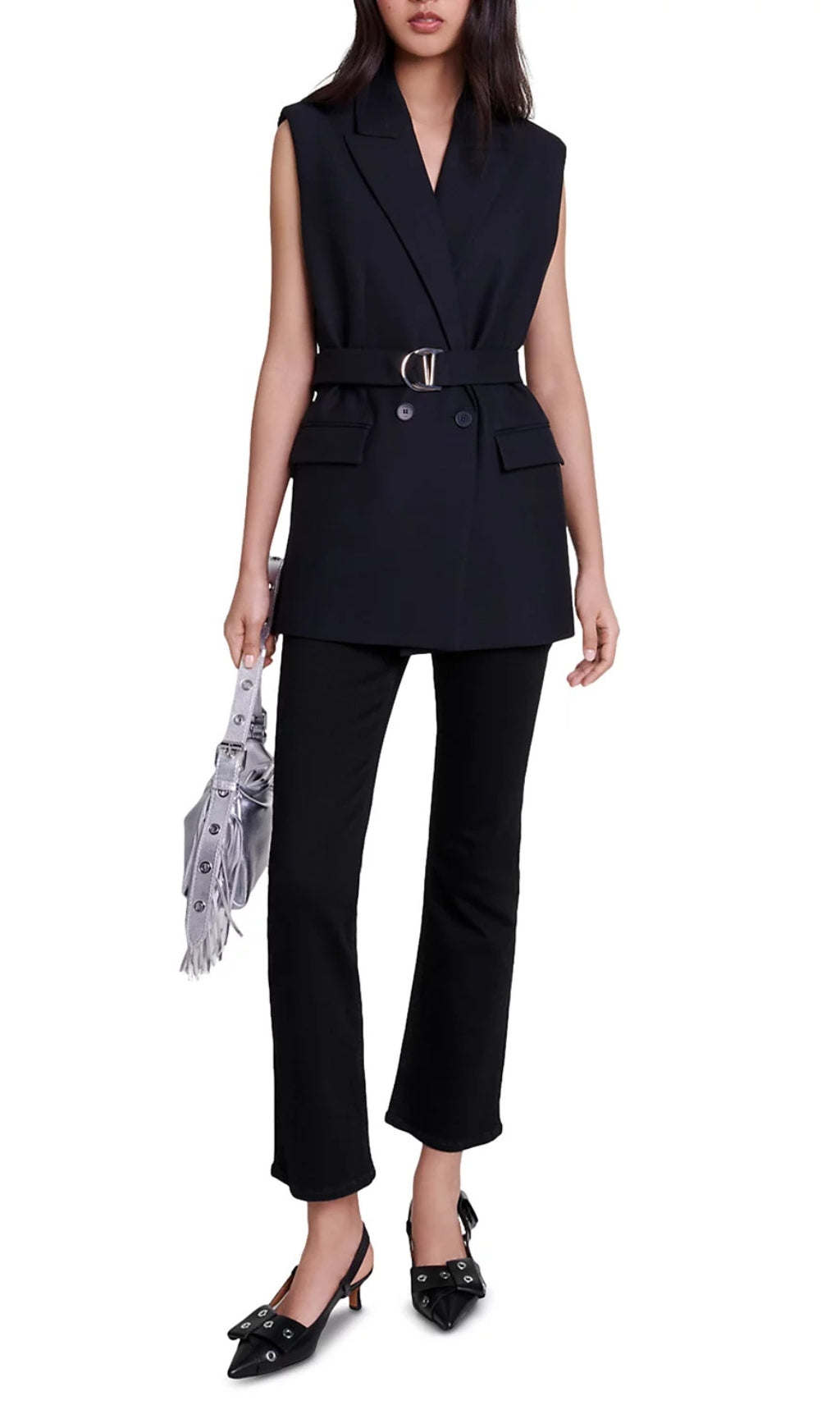 Vollye Belted Sleeveless Blazer Flowering Girl