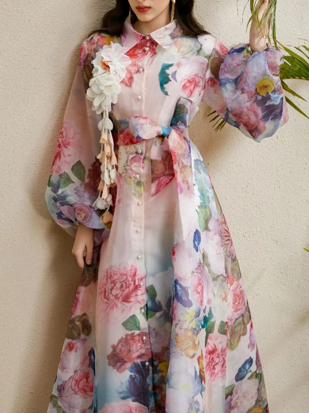 Maru Pink Printed Maxi Dress Flowering Girl