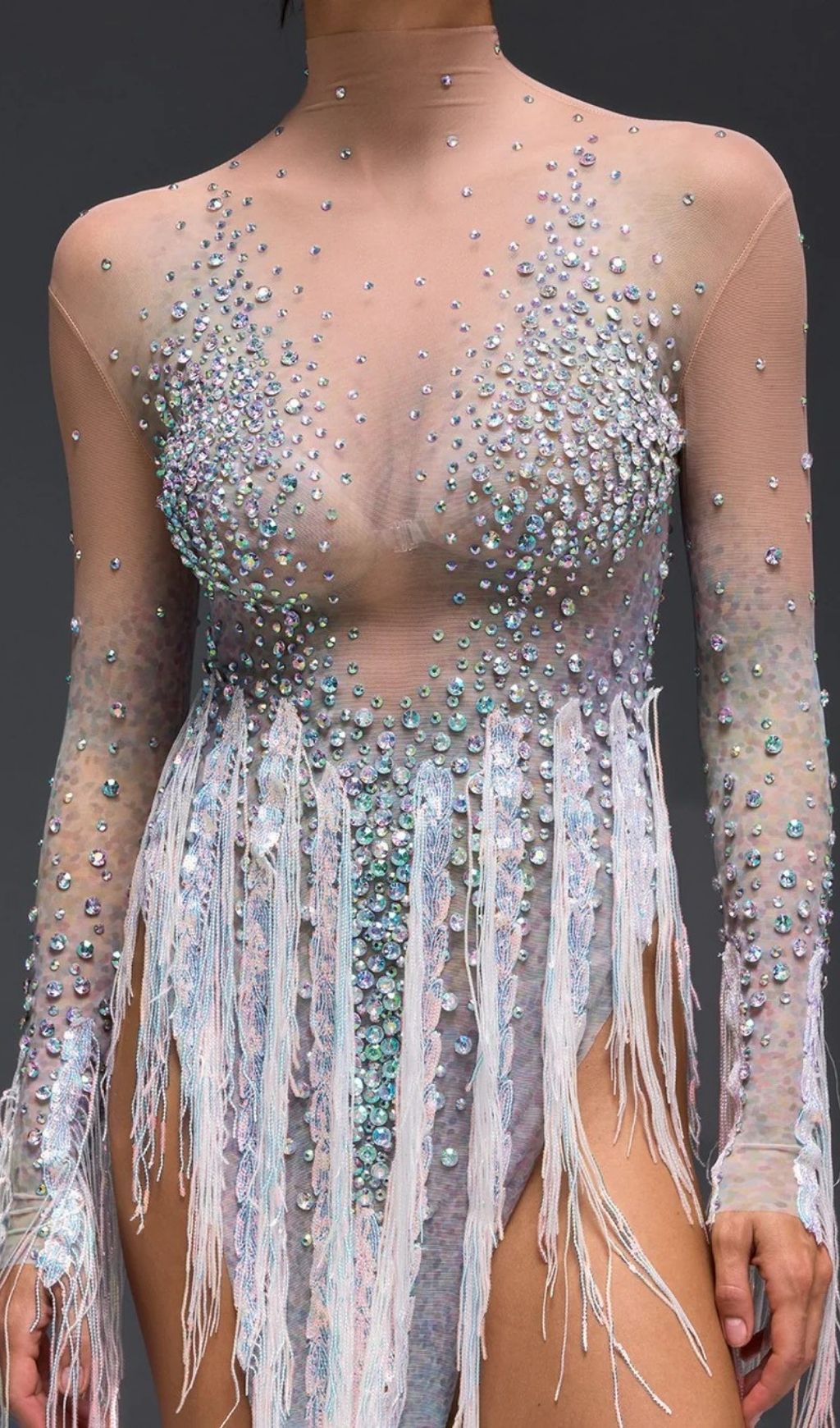 Morvayne Crystal Fringe Mesh Dress Flowering Girl