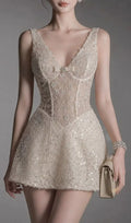 Lilah Sequin Beaded Mini Dress Flowering Girl
