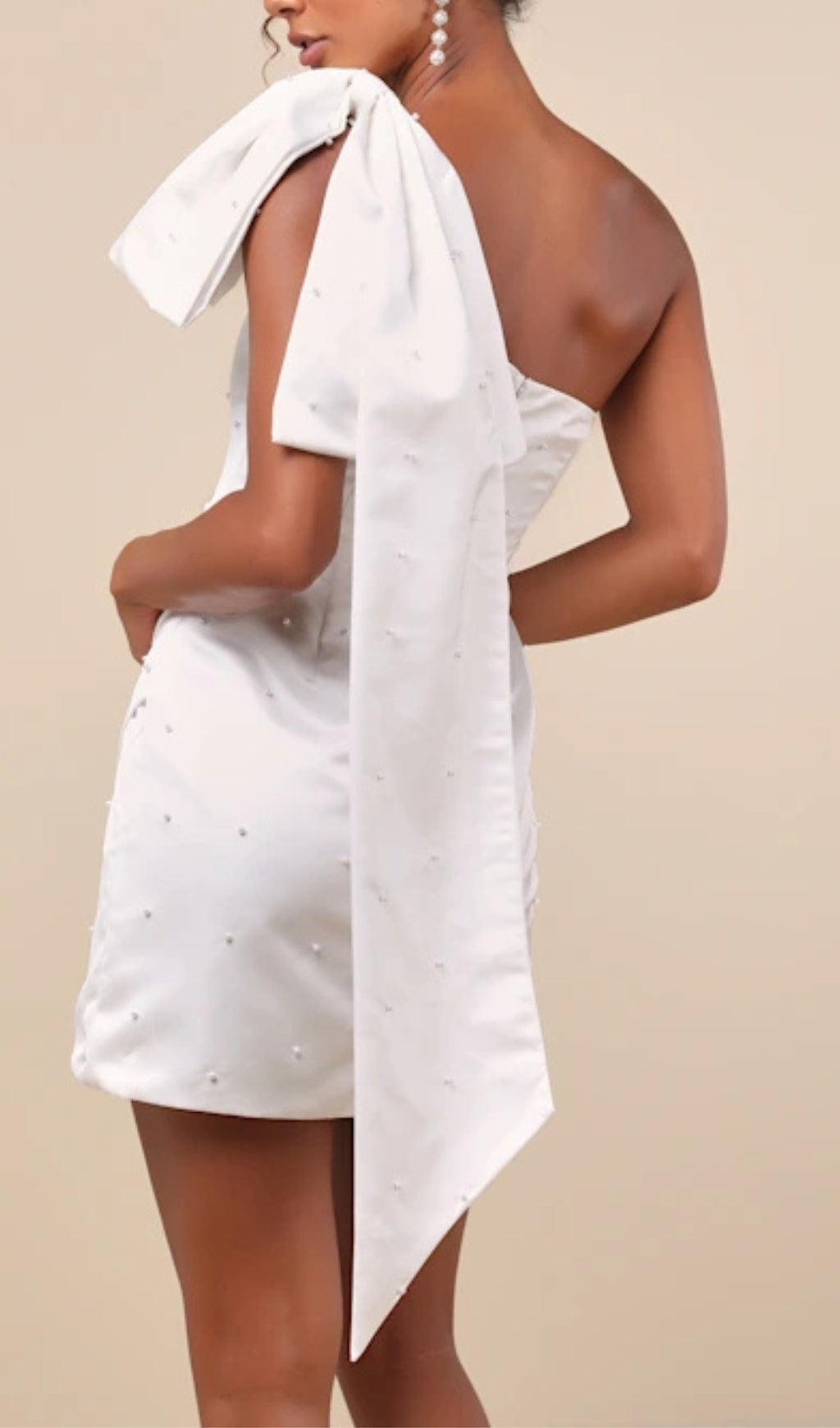 Pearl Bow One-Shoulder Mini Dress Flowering Girl