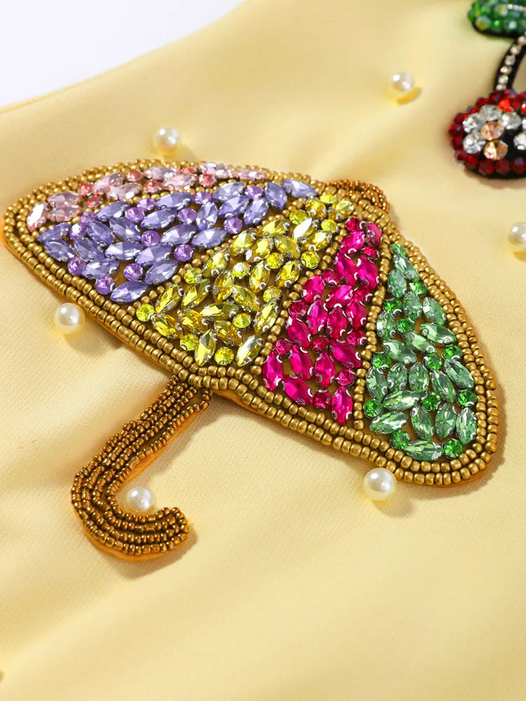 Conlan Yellow Embellished Mini Dress Flowering Girl