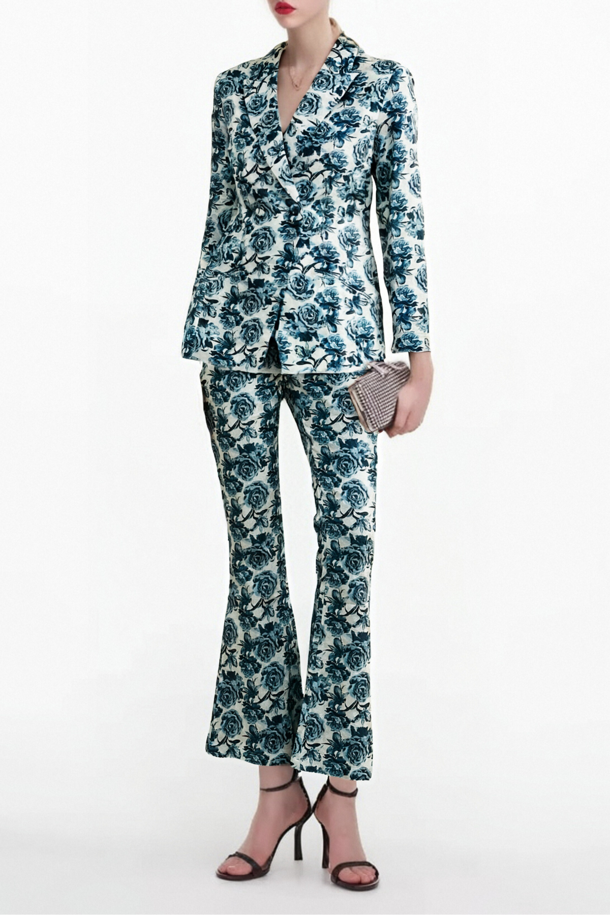 Morgane Floral-Print Jacket & Trousers Matching Set Flowering Girl