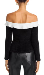 Chenille Knit Off-The-Shoulder Top Flowering Girl