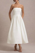 White Bandeau Midi Dress Flowering Girl