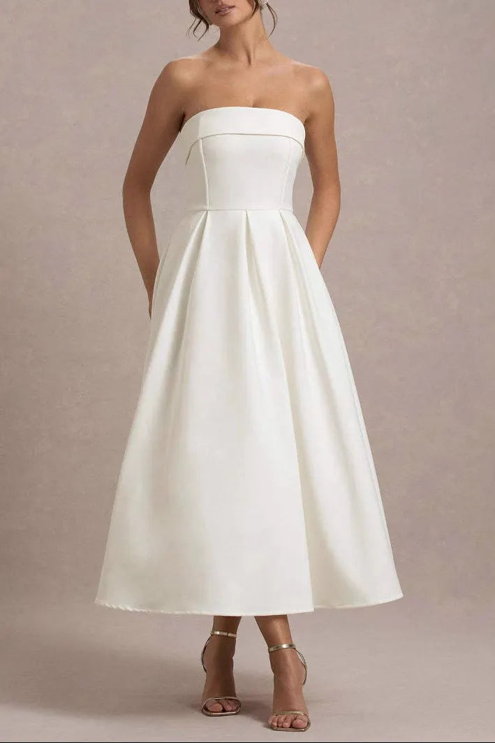 White Bandeau Midi Dress Flowering Girl
