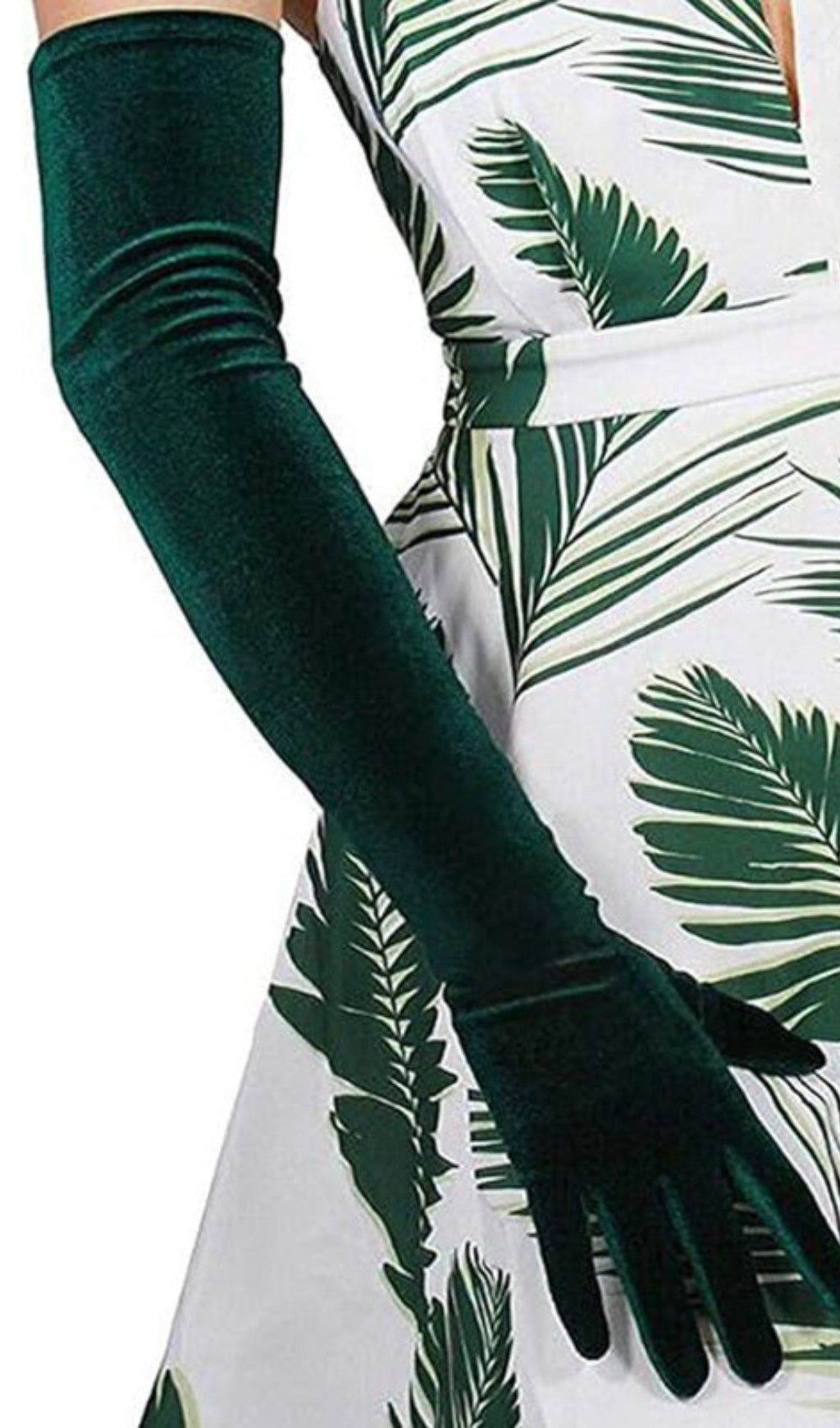 Green Velvet Gloves Flowering Girl
