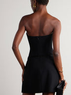 Embellished Strapless Cady Mini Dress In Black Flowering Girl