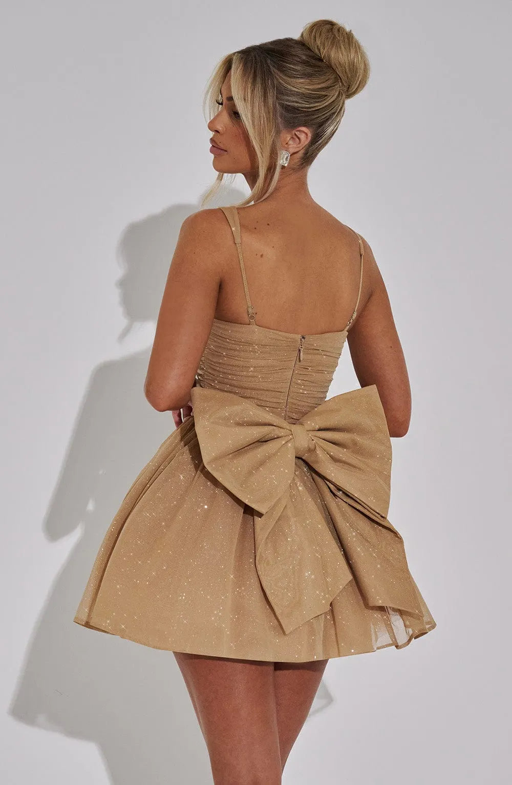 Jacqueline Mini Dress - Gold Sparkle Flowering Girl