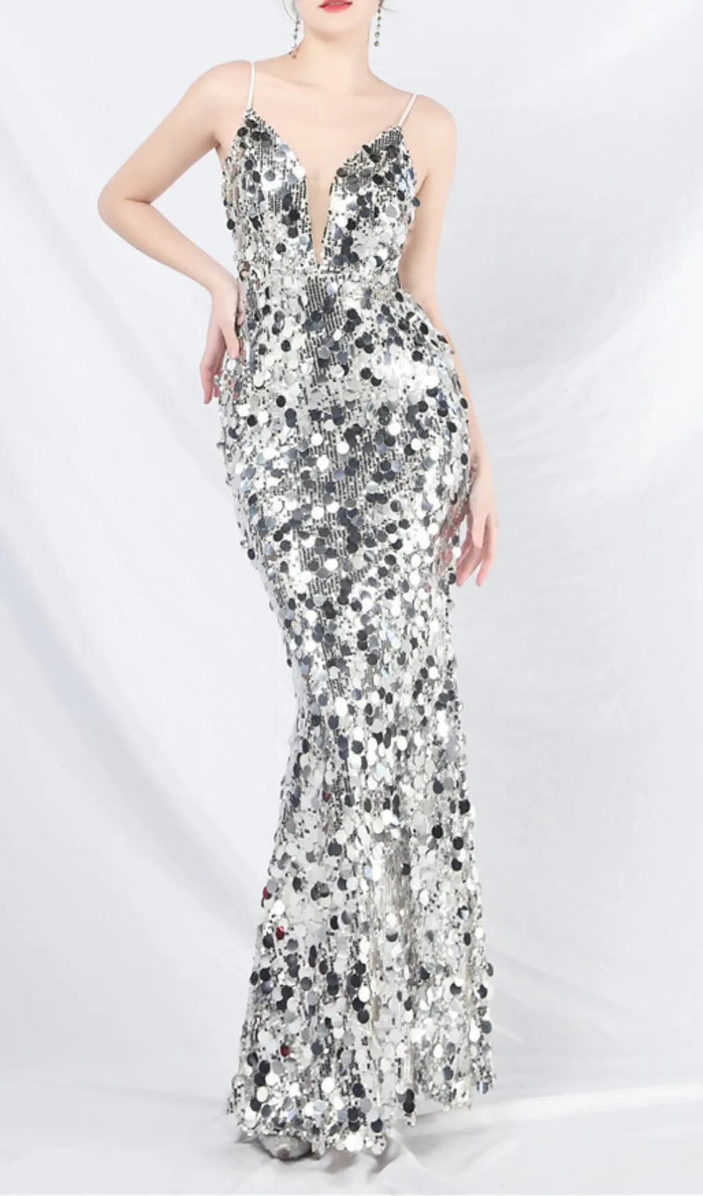 Chole Silver Strappy Sequin Maxi Dress Flowering Girl