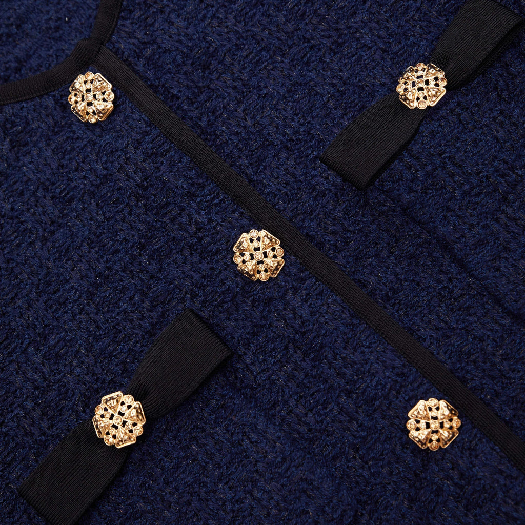 NAVY WEAVE CROPPED CARDIGAN Flowering Girl