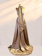 Rose Gold Satin A-Line Evening Gown Flowering Girl