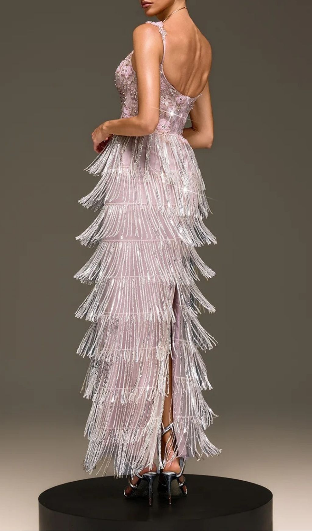 Heldris Fringe Sequin Flower Maxi Dress Flowering Girl