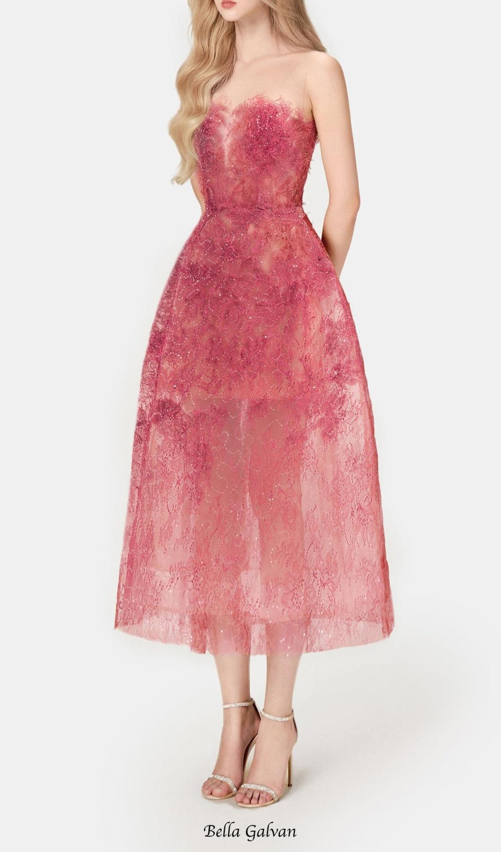 RED FLORAL LACE EMBROIDER MIDI DRESS Flowering Girl