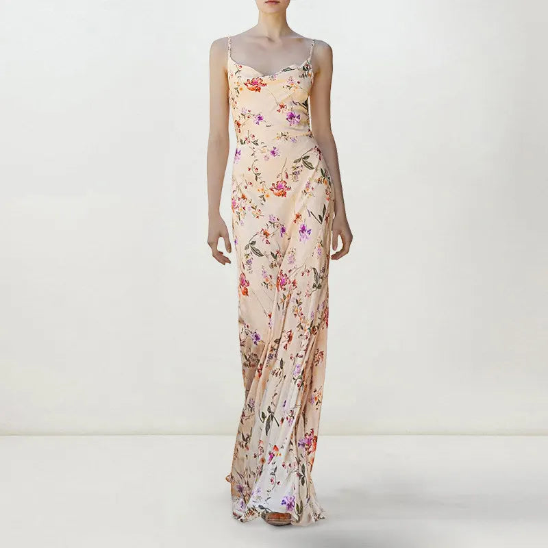 White Floral Slip Maxi Dress Flowering Girl