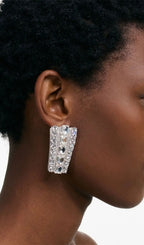 Oaelvira Rhinestone Quadrangle Earrings Flowering Girl