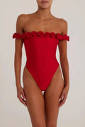 3d Flower Strapless Bodysuit In Red Flowering Girl