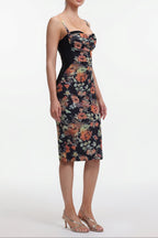 Olga Contour Sleeveless Floral Print Bandage Midi Dress Flowering Girl