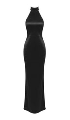 Birger Black Halter Pearl Backless Maxi Dress Flowering Girl