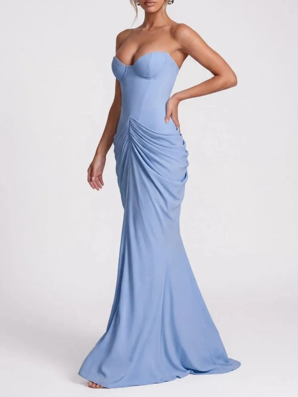 Wensor Strapless Ruched Maxi Dress Flowering Girl