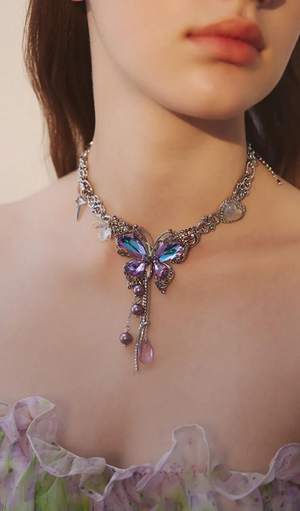 Teardrop Tassel Butterfly Necklace Flowering Girl