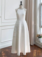 Sleeveless halter neck with diamond midi dress in white Flowering Girl