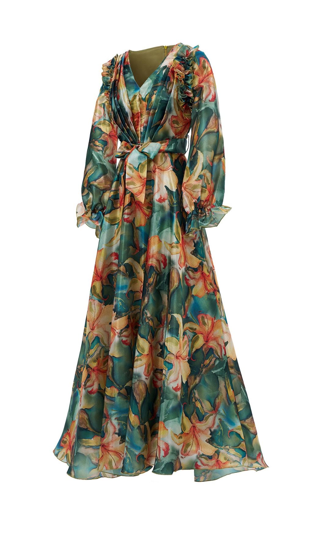 Fenicia Green Floral Printed Maxi Dress Flowering Girl