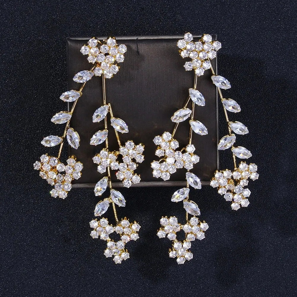Floral Leaf Bridal Earrings Flowering Girl