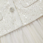 Cream Sequin Boucle Tailored Mini Dress Flowering Girl