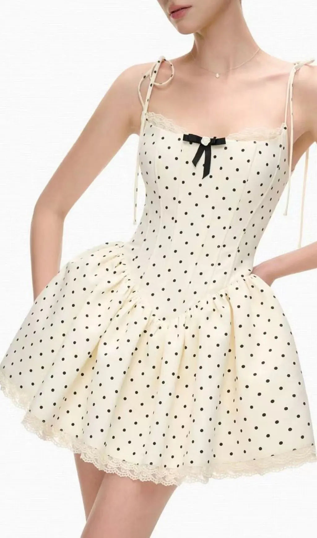 Katrien Strappy Dot Corset Mini Dress Flowering Girl