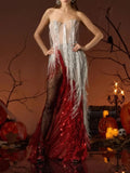 Ginerva Strapless Pearl Sequin Fringe Dress Flowering Girl