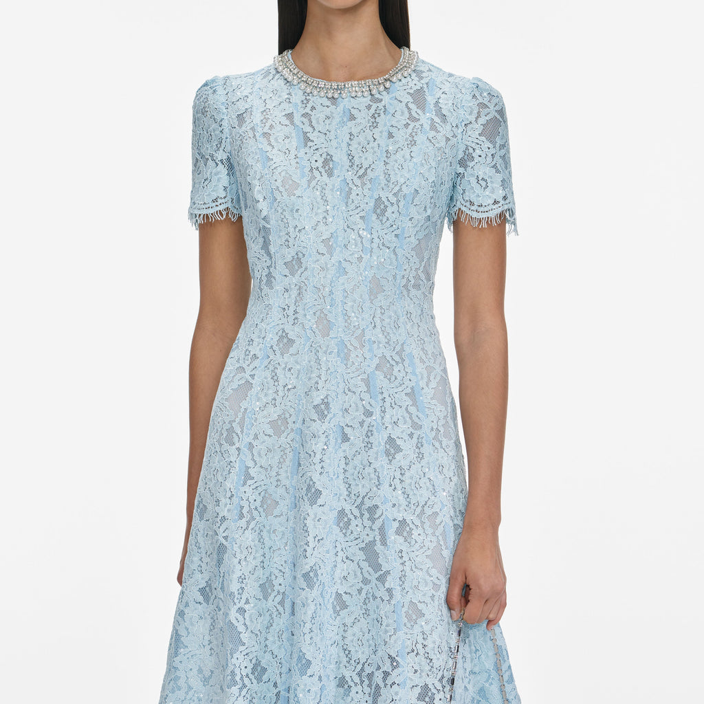 Valerie Blue Lace Embellished Midi Dress Flowering Girl
