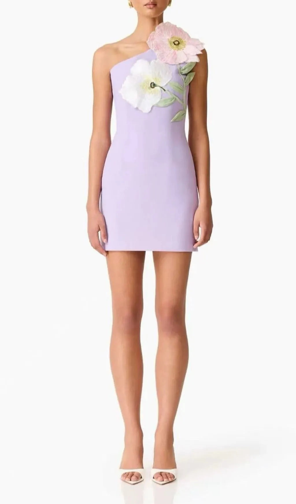 Kemi One-Shoulder Embroidery Flower Mini Dress Flowering Girl