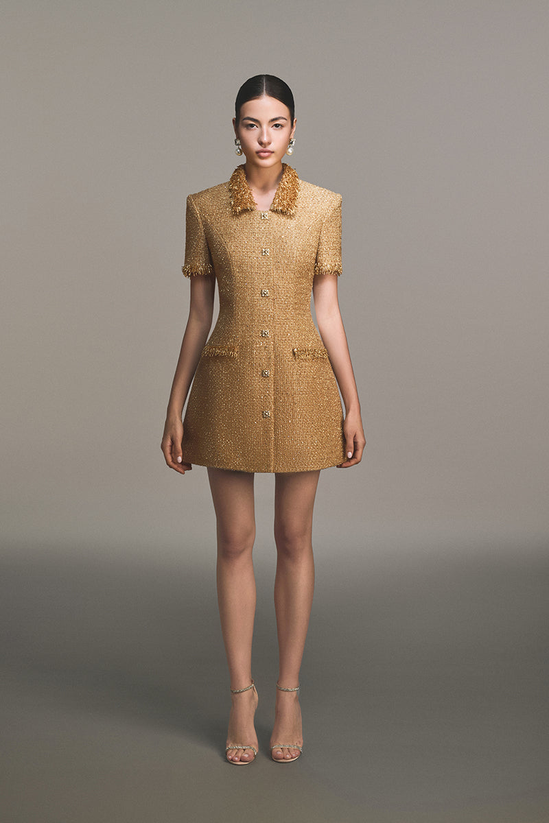 gold embellished mini dress Flowering Girl