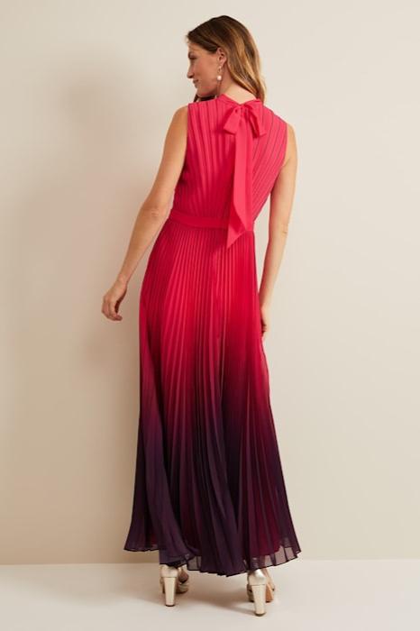 Ombre Pleated Draped Maxi Dress Flowering Girl