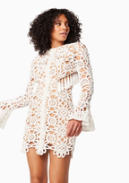 Embroidered Hollow Mini Dress In White Flowering Girl