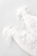 Feather Bow Backless Midi Dresses In White Flowering Girl